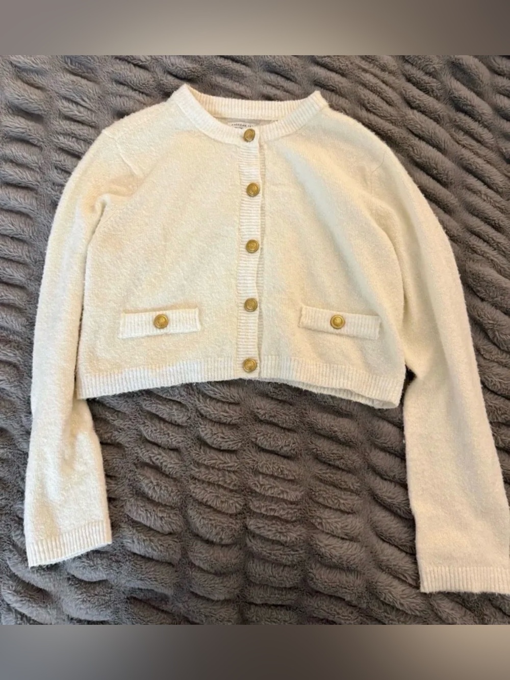 Cream Button-Front Women's Sweater